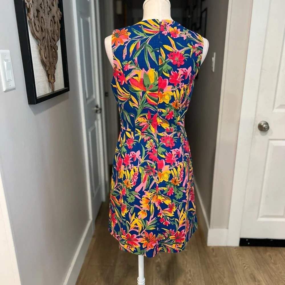 J. CREW colorful tropical sleeveless sheath cotton dress - Picture 3 of 13